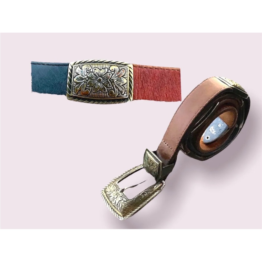 Boho Leather Belt Women’s Retro Designer Panel Link Floral Multicolour Brighton